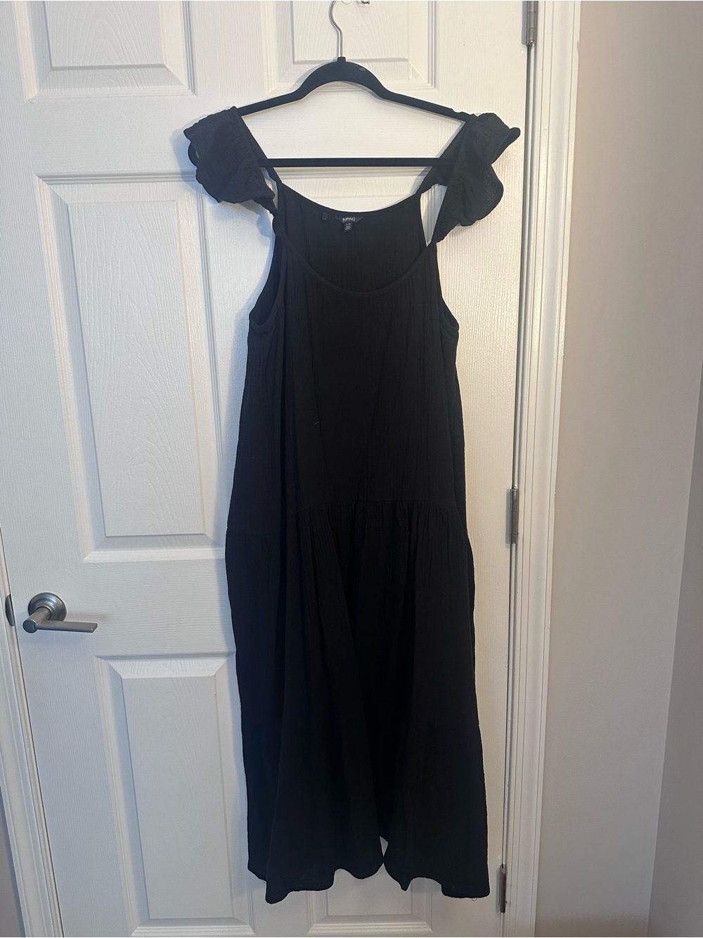 Black Ruffle-Sleeve Midi/Long Dress by Buffalo